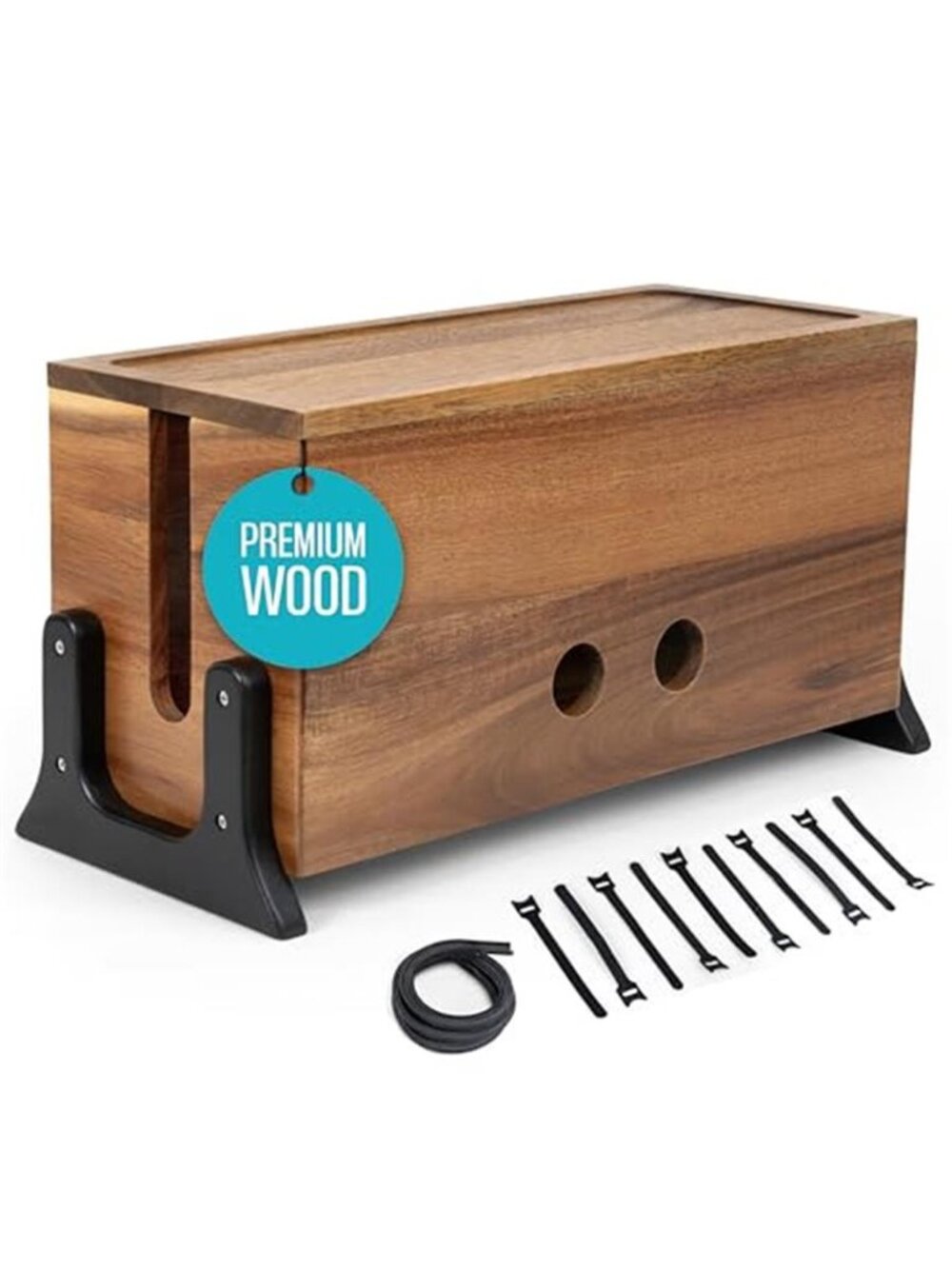 Extra Large Wood Cable Management Box Cord Hider Organizer Power Strip Desk